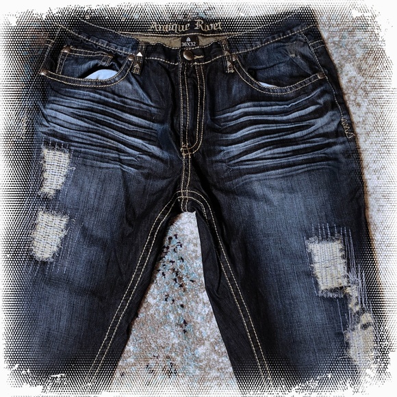 Antique Rivet 36x32 Dark Blue Wash - Picture 1 of 3